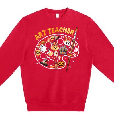 Art Teacher Spooky Pumpkin Halloween Premium Crewneck Sweatshirt