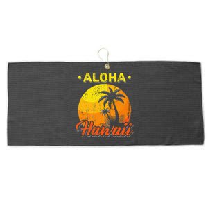 Aloha Tropical Summer Hawaiian Beach Palm Trees Hawaii Large Microfiber Waffle Golf Towel