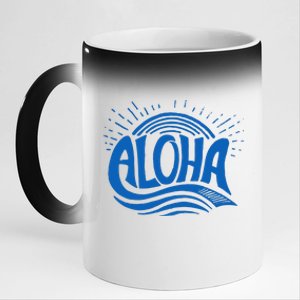 Aloha Tropical Surfer 11oz Black Color Changing Mug