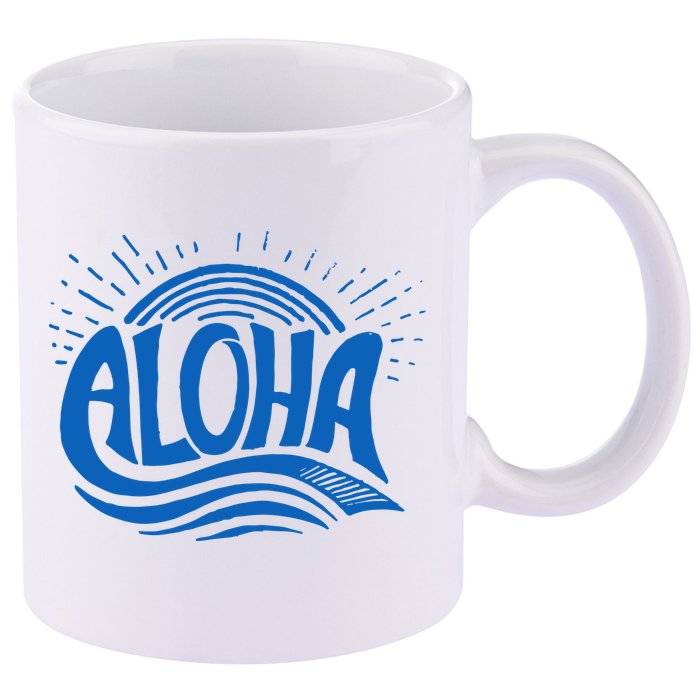 Aloha Tropical Surfer 11oz C Handle Ceramic Mug