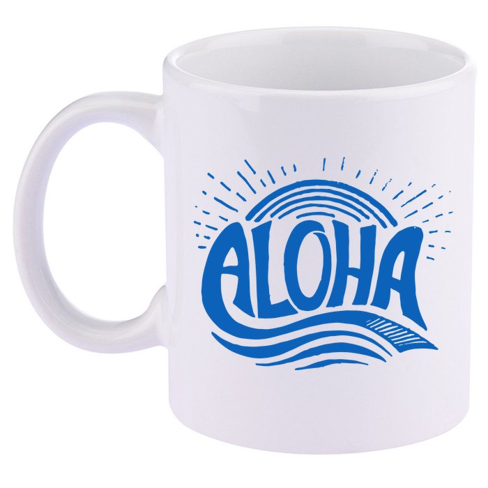 Aloha Tropical Surfer 11oz C Handle Ceramic Mug
