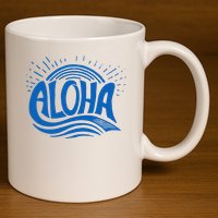 Aloha Tropical Surfer 11oz C Handle Ceramic Mug