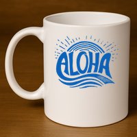 Aloha Tropical Surfer 11oz C Handle Ceramic Mug