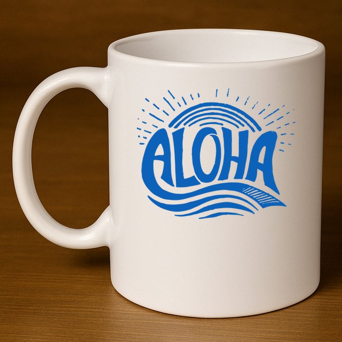 Aloha Tropical Surfer 11oz C Handle Ceramic Mug