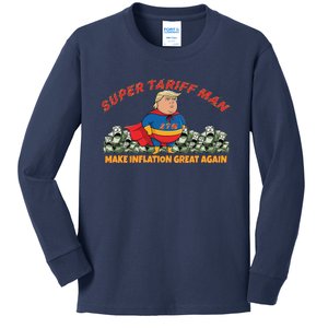 Anti Trump Super Tariff Man Make Inflation Great Again Kids Long Sleeve Shirt