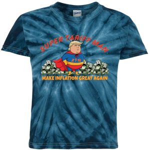 Anti Trump Super Tariff Man Make Inflation Great Again Kids Tie-Dye T-Shirt