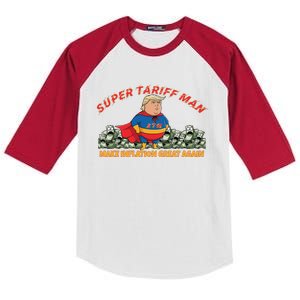 Anti Trump Super Tariff Man Make Inflation Great Again Kids Colorblock Raglan Jersey