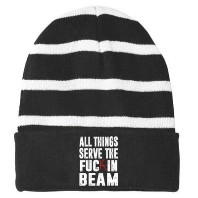 All Things Serve The Fuc In Beam Striped Beanie with Solid Band