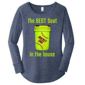 As Tees Softball Dad Best Seat In The House Catcher Women's Perfect Tri Tunic Long Sleeve Shirt