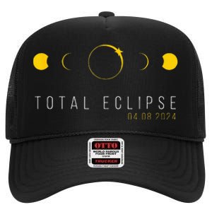 American Totality Solar Lunar Eclipse April 8 2024 High Crown Mesh Back Trucker Hat