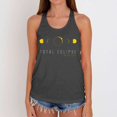 American Totality Solar Lunar Eclipse April 8 2024 Women's Knotted Racerback Tank