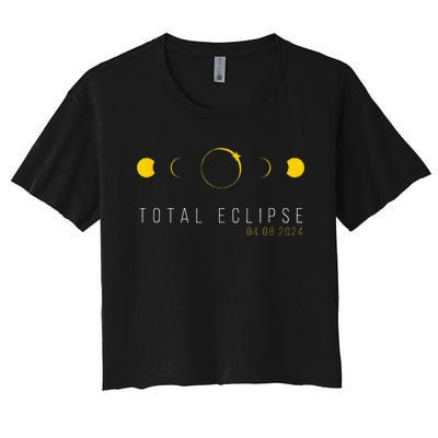 American Totality Solar Lunar Eclipse April 8 2024 Women's Crop Top Tee