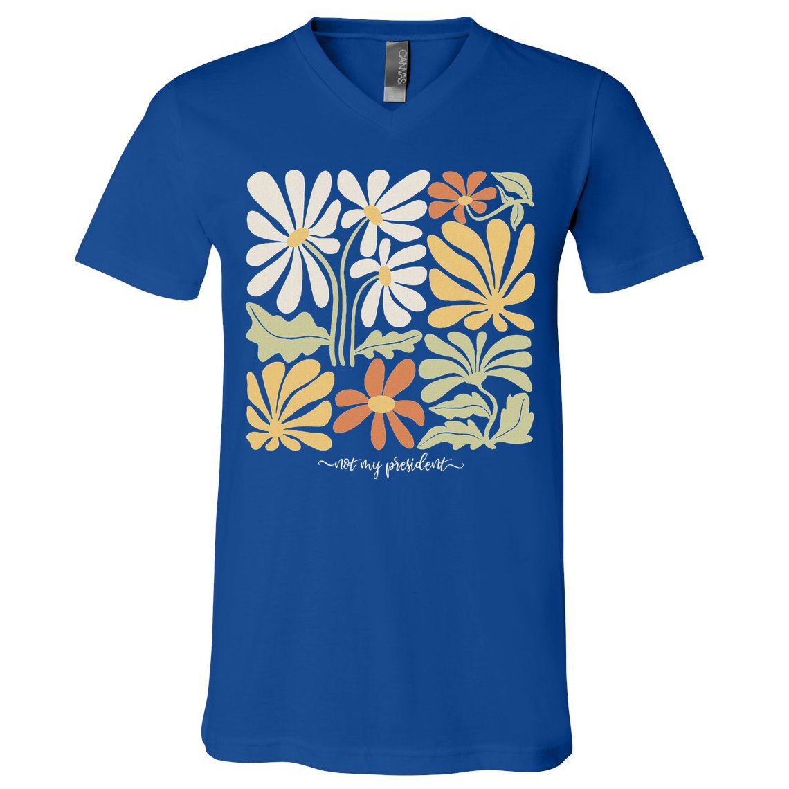 Anti Trump Subtle Not My President Flowers V-Neck T-Shirt