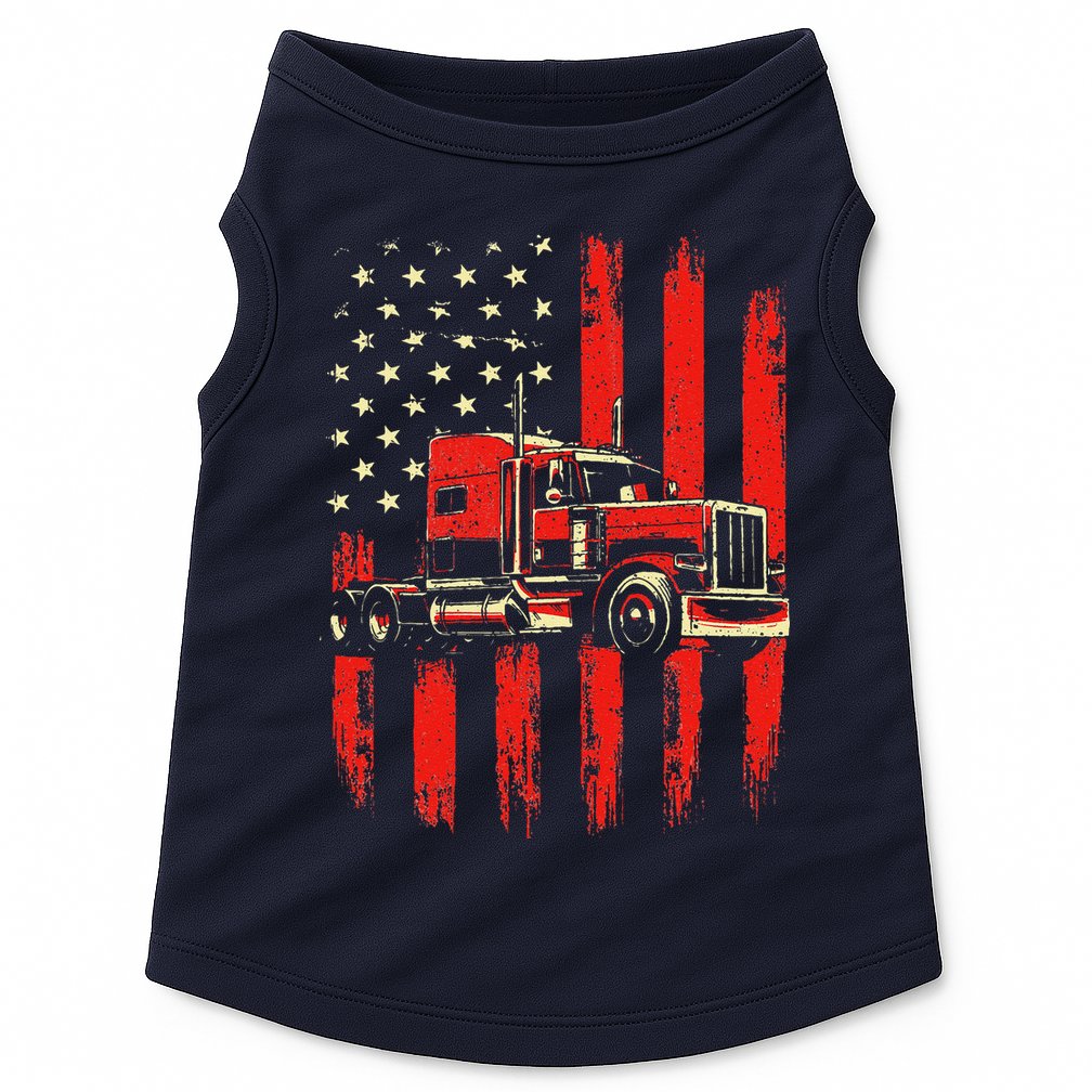 American Trucker Semi Truck Driver Trucking Big Rig Doggie Tank