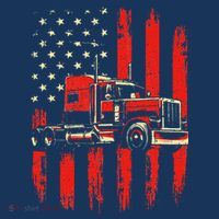 American Trucker Semi Truck Driver Trucking Big Rig Flatbill Hat