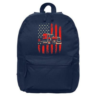 American Trucker Semi Truck Driver Trucking Big Rig 16 in Basic Backpack
