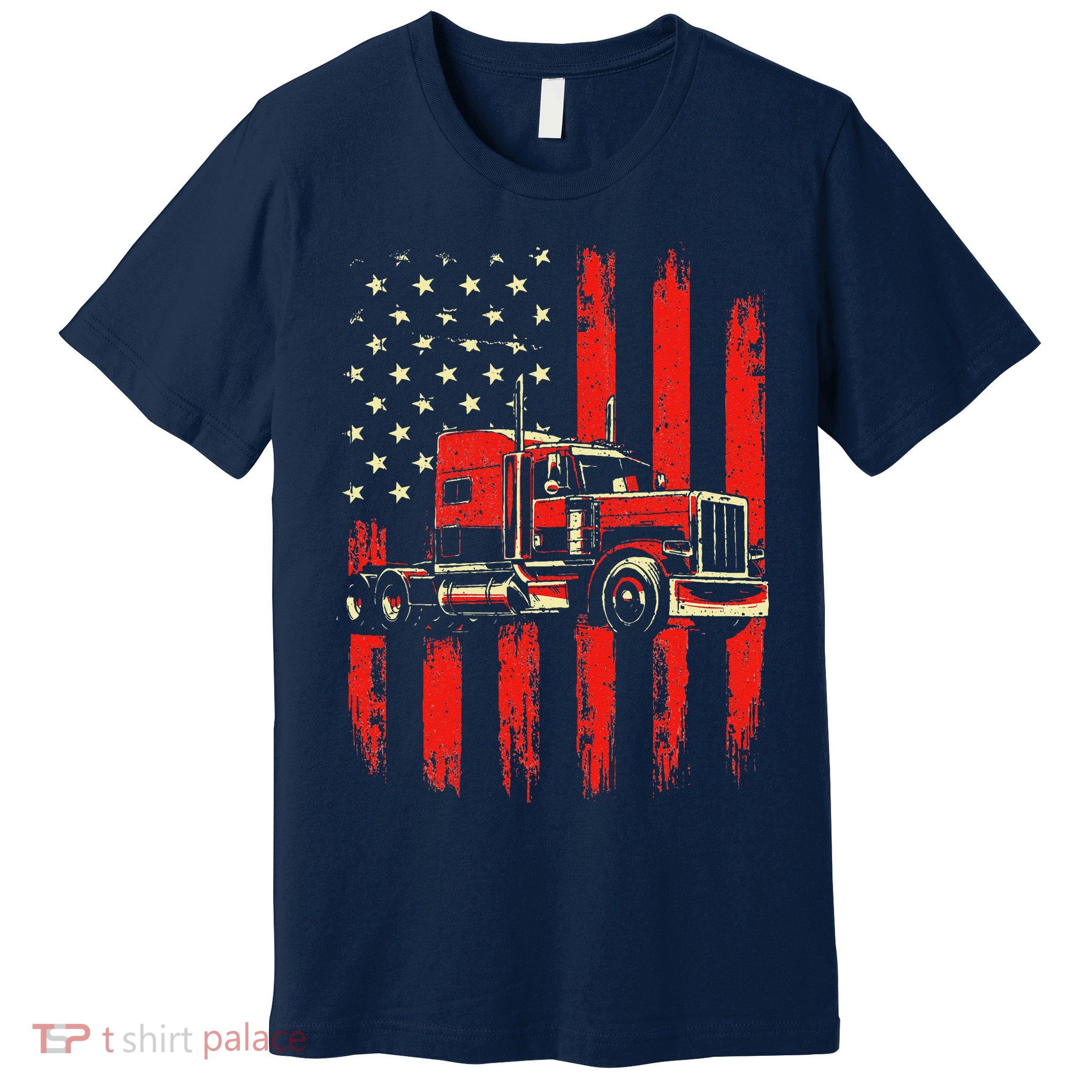 American Trucker Semi Truck Driver Trucking Big Rig Premium T-Shirt