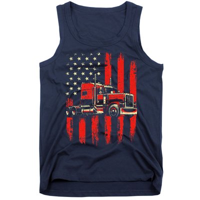 American Trucker Semi Truck Driver Trucking Big Rig Tank Top