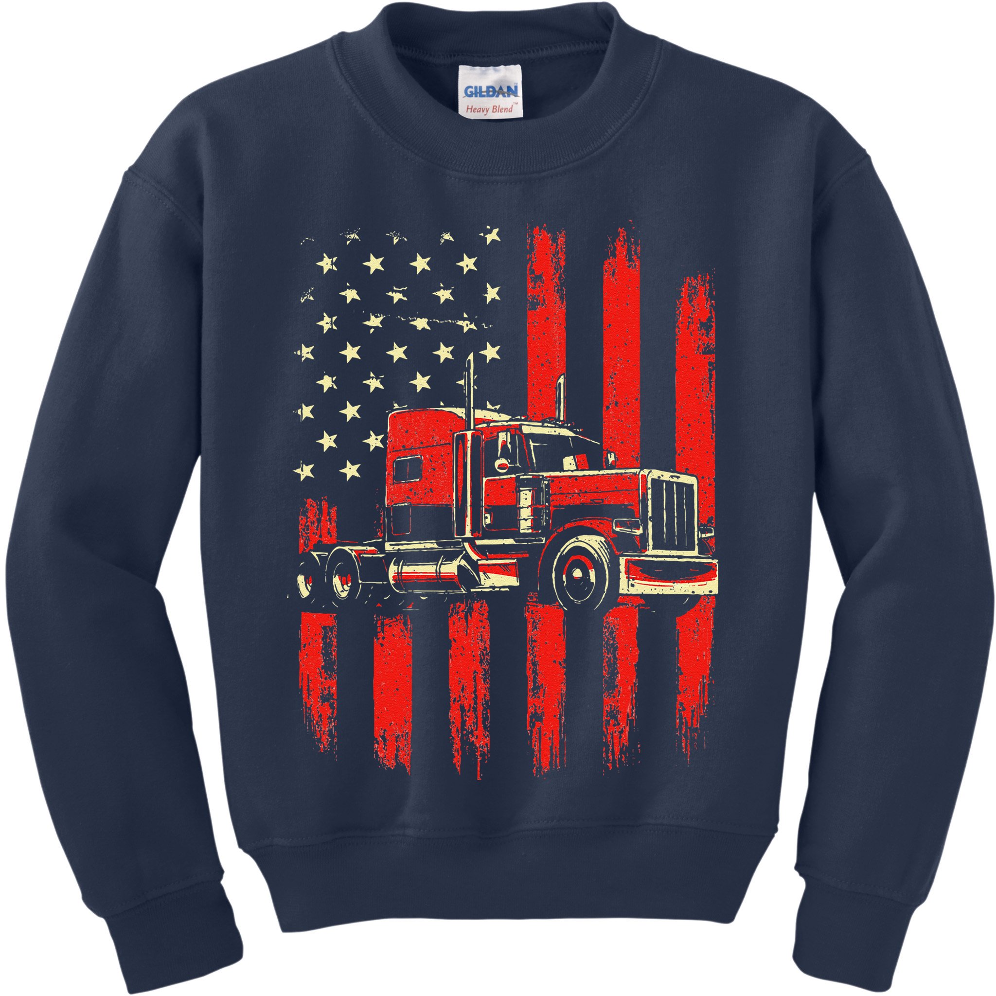 American Trucker Semi Truck Driver Trucking Big Rig Kids Sweatshirt