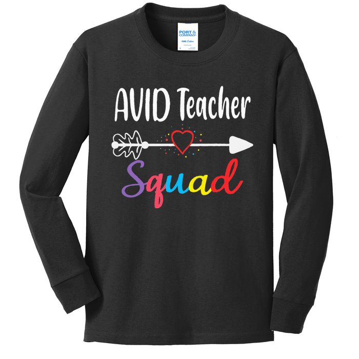 AVID Teacher Squad Funny Back To School Teacher supplies Kids Long Sleeve Shirt