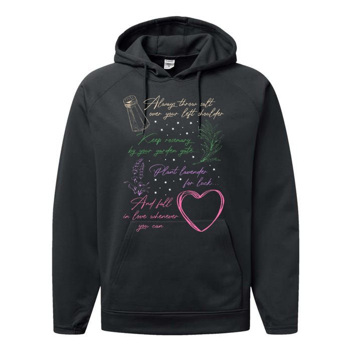 Always Throw Spilled Salt Practical Magic Inspirit Quote Performance Fleece Hoodie