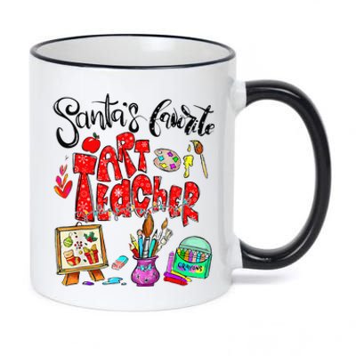 Art Teacher Santas Favourite Funny Christmas Crayons Lovers 11oz Black Color Changing Mug