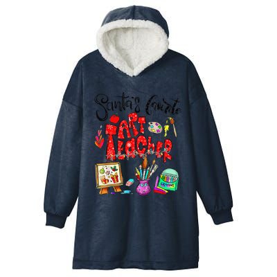 Art Teacher Santas Favourite Funny Christmas Crayons Lovers Hooded Wearable Blanket