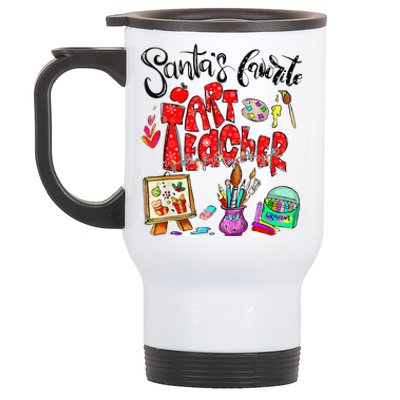 Art Teacher Santas Favourite Funny Christmas Crayons Lovers Stainless Steel Travel Mug