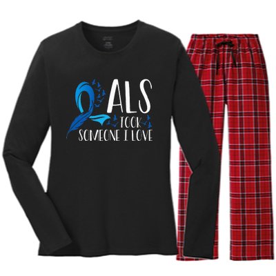 ALS Took Someone I Love ALS Awareness Month Women's Long Sleeve Flannel Pajama Set 