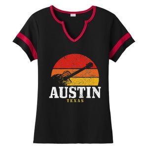 Austin Texas Souvenir Guitar Music Lover Ladies Halftime Notch Neck Tee