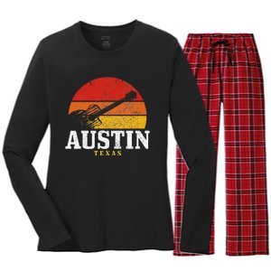 Austin Texas Souvenir Guitar Music Lover Women's Long Sleeve Flannel Pajama Set 