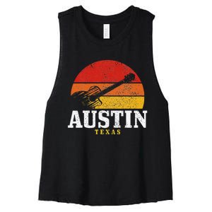 Austin Texas Souvenir Guitar Music Lover Women's Racerback Cropped Tank