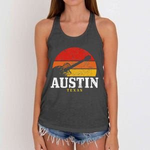 Austin Texas Souvenir Guitar Music Lover Women's Knotted Racerback Tank