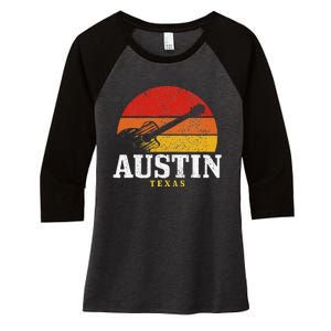 Austin Texas Souvenir Guitar Music Lover Women's Tri-Blend 3/4-Sleeve Raglan Shirt