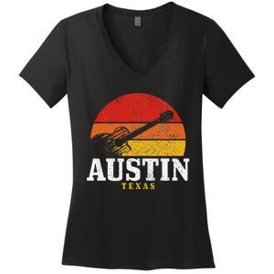 Austin Texas Souvenir Guitar Music Lover Women's V-Neck T-Shirt