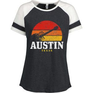 Austin Texas Souvenir Guitar Music Lover Enza Ladies Jersey Colorblock Tee