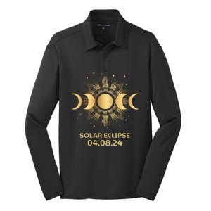 American Total Solar Eclipse April 8th 2024 Silk Touch Performance Long Sleeve Polo