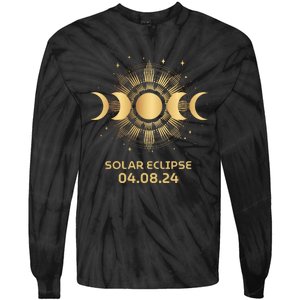 American Total Solar Eclipse April 8th 2024 Tie-Dye Long Sleeve Shirt