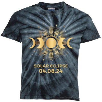 American Total Solar Eclipse April 8th 2024 Kids Tie-Dye T-Shirt