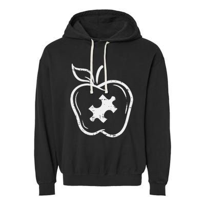 Autism Teacher Special Education Awareness Apple Garment-Dyed Fleece Hoodie