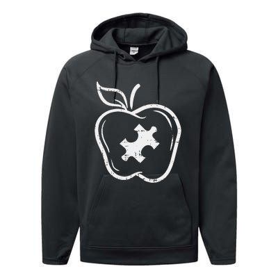 Autism Teacher Special Education Awareness Apple Performance Fleece Hoodie