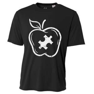 Autism Teacher Special Education Awareness Apple Cooling Performance Crew T-Shirt