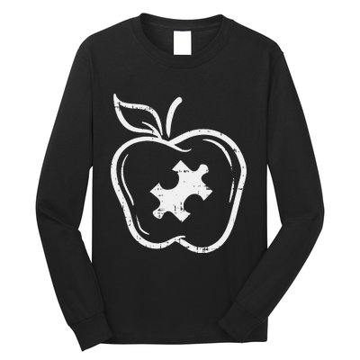 Autism Teacher Special Education Awareness Apple Long Sleeve Shirt