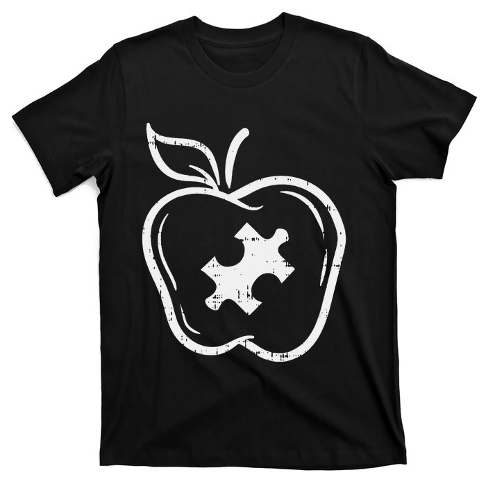 Autism Teacher Special Education Awareness Apple T-Shirt