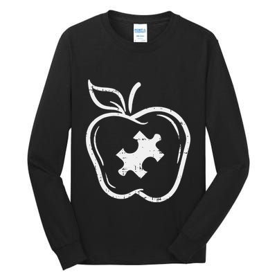 Autism Teacher Special Education Awareness Apple Tall Long Sleeve T-Shirt