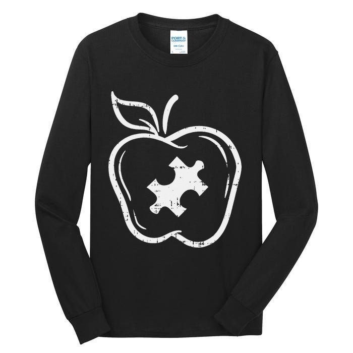 Autism Teacher Special Education Awareness Apple Tall Long Sleeve T-Shirt