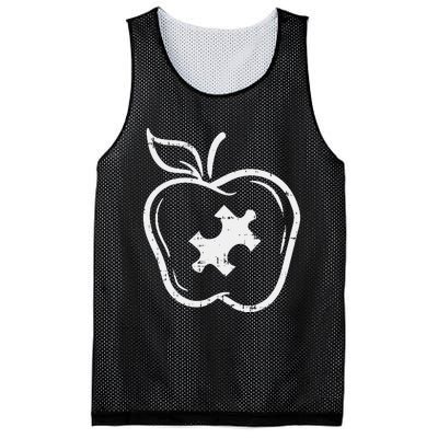 Autism Teacher Special Education Awareness Apple Mesh Reversible Basketball Jersey Tank