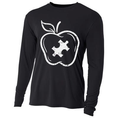 Autism Teacher Special Education Awareness Apple Cooling Performance Long Sleeve Crew