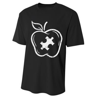 Autism Teacher Special Education Awareness Apple Performance Sprint T-Shirt