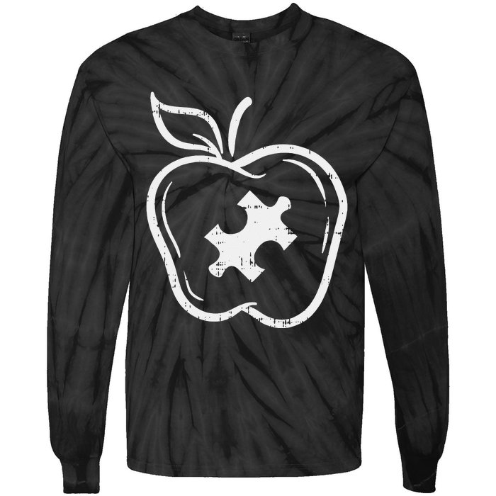 Autism Teacher Special Education Awareness Apple Tie-Dye Long Sleeve Shirt